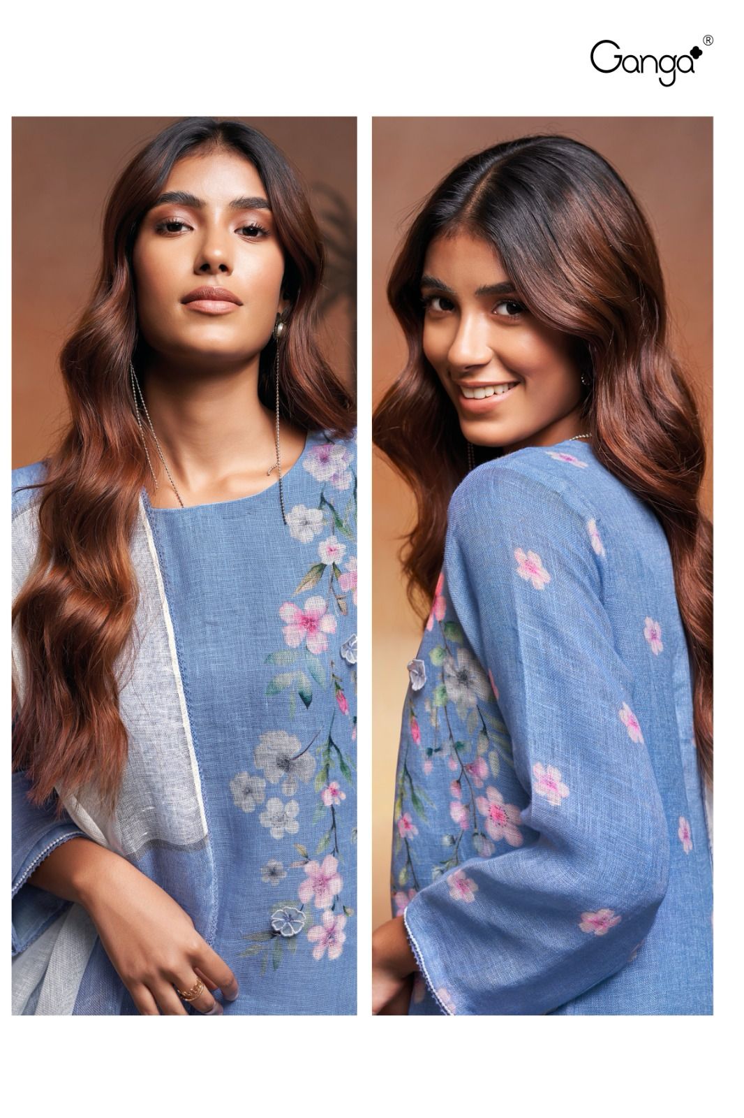 Emberlynn 2582 By Ganga Pure Linen Printed Dress Material Wholesale Online